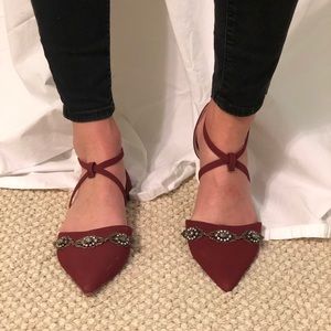 Burgundy adorned flats
